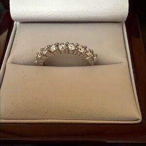 Moissanite eternity ring channel-set round diamonds  925 sterling silver size 7